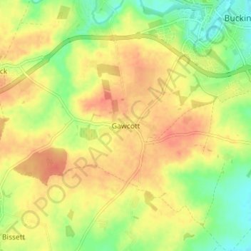 Carte topographique Gawcott, altitude, relief