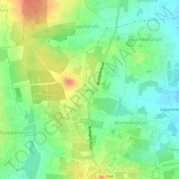 Carte topographique Manduru, altitude, relief