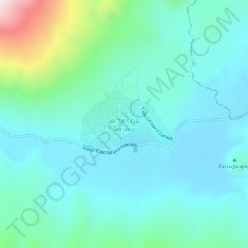 Carte topographique Santa Cruz Tanaco, altitude, relief