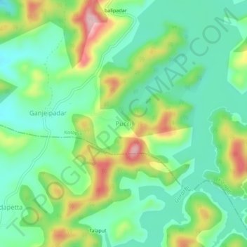 Carte topographique Pucci, altitude, relief