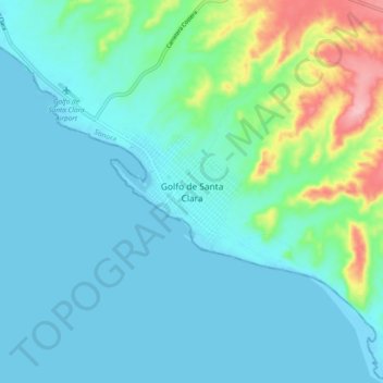 Carte topographique Golfo de Santa Clara, altitude, relief