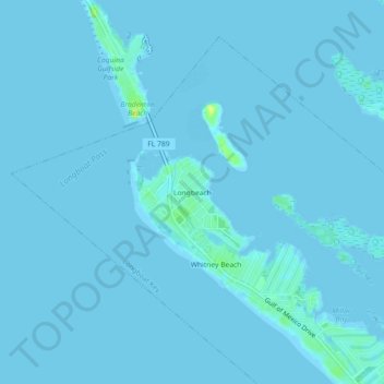Carte topographique Longbeach, altitude, relief
