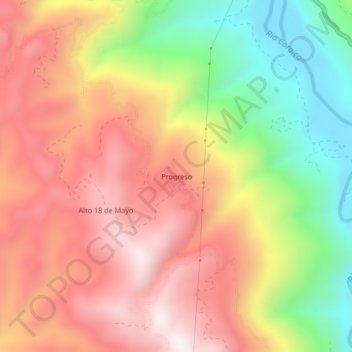 Carte topographique Progreso, altitude, relief