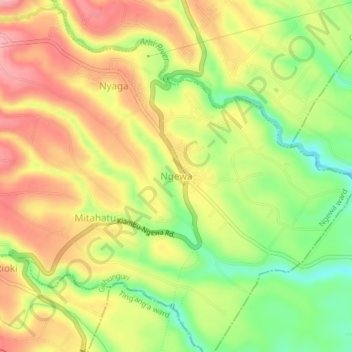 Carte topographique Ngewa, altitude, relief