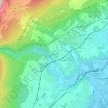 Carte topographique Trois-Rods, altitude, relief