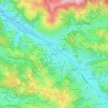 Carte topographique Lestrunie, altitude, relief