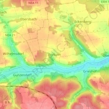 Carte topographique Borbath, altitude, relief