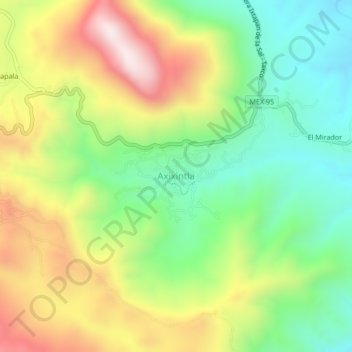 Carte topographique Axixintla, altitude, relief