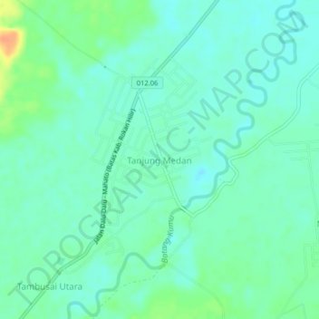 Carte topographique Tanjung Medan, altitude, relief