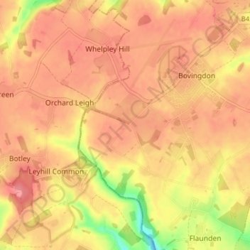 Carte topographique Pudd's Cross, altitude, relief