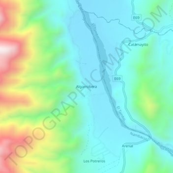 Carte topographique Algarrobera, altitude, relief