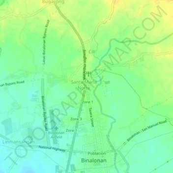 Carte topographique Zone 3, altitude, relief