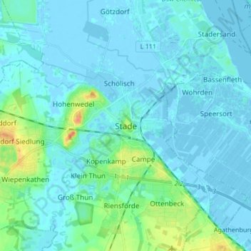 Carte topographique Stade, altitude, relief