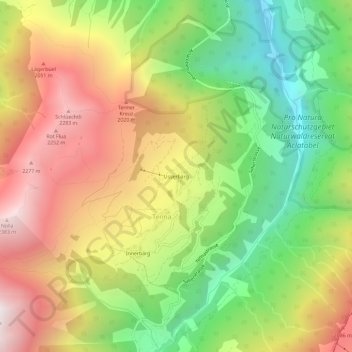 Carte topographique Usserbärg, altitude, relief