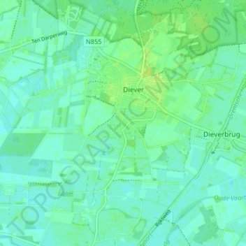 Carte topographique Oldendiever, altitude, relief