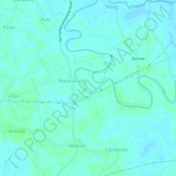 Carte topographique Malacanang, altitude, relief