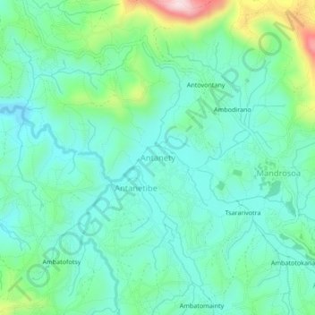 Carte topographique Antanety, altitude, relief