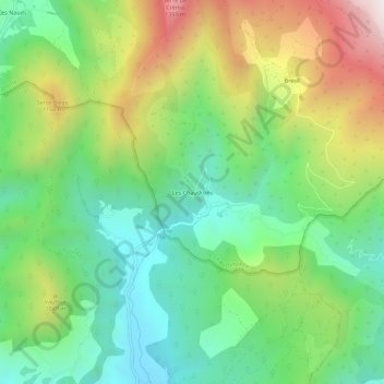 Carte topographique Les Chaudrons, altitude, relief