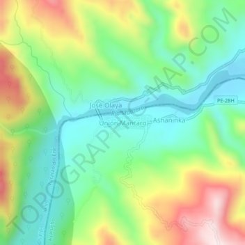 Carte topographique Unión Mantaro, altitude, relief