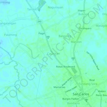 Carte topographique Cacaritan, altitude, relief