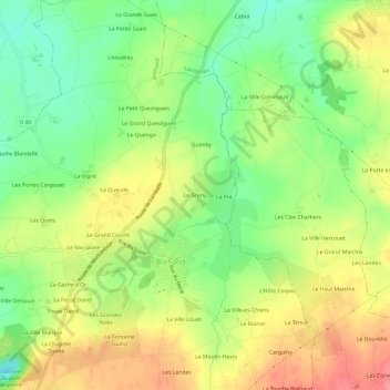 Carte topographique Le Greny, altitude, relief