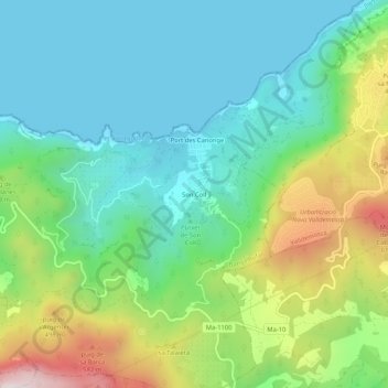 Carte topographique Son Coll, altitude, relief