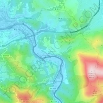 Carte topographique Biriatou, altitude, relief