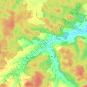 Carte topographique Affaltern, altitude, relief