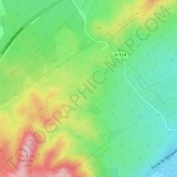 Carte topographique Gardiole, altitude, relief