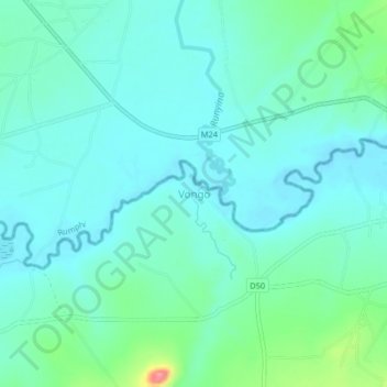 Carte topographique Vongo, altitude, relief