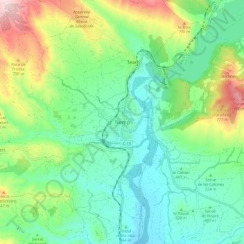 Carte topographique Tremp, altitude, relief