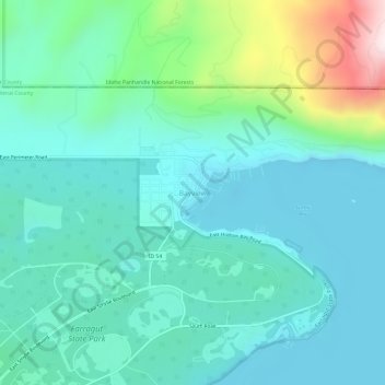Carte topographique Bayview, altitude, relief