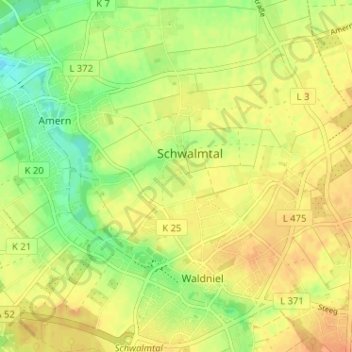 Carte topographique Krinsend, altitude, relief