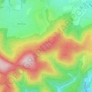 Carte topographique Hoher Hagen, altitude, relief