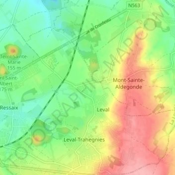 Carte topographique La Croix Rouge, altitude, relief