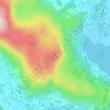 Carte topographique Silver How, altitude, relief