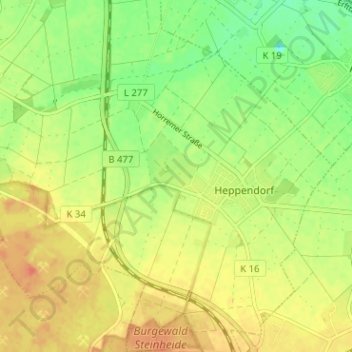Carte topographique Stammeln, altitude, relief