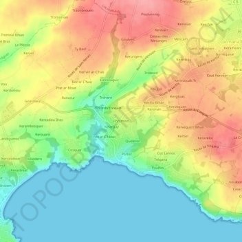 Carte topographique Porsmilin, altitude, relief