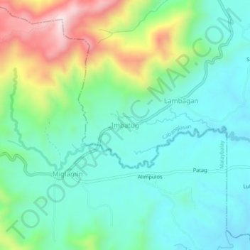 Carte topographique Imbatug, altitude, relief