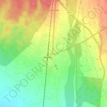 Carte topographique Doiwāla, altitude, relief
