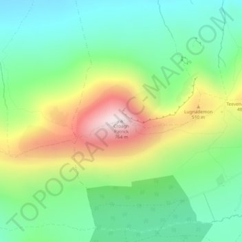 Carte topographique Croagh Patrick, altitude, relief