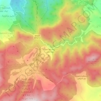Carte topographique Grotte des Pigeons, altitude, relief