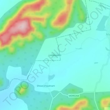 Carte topographique Loddipalem, altitude, relief
