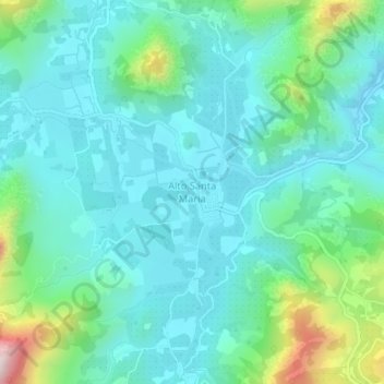 Carte topographique Alto Santa Maria, altitude, relief