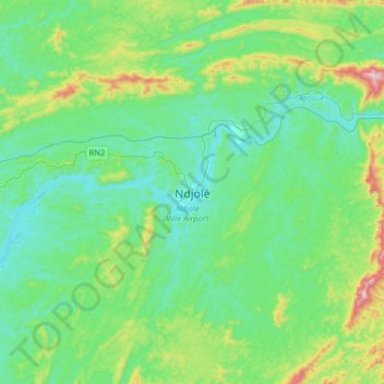 Carte topographique Ndjolé, altitude, relief