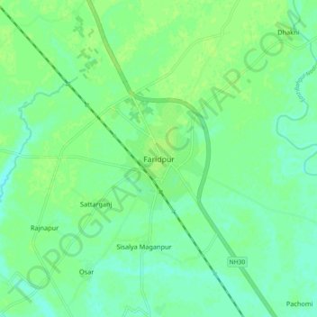 Carte topographique Faridpur, altitude, relief