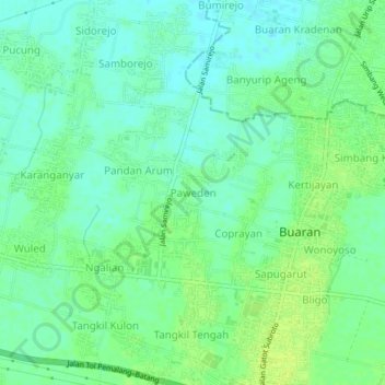 Carte topographique Paweden, altitude, relief