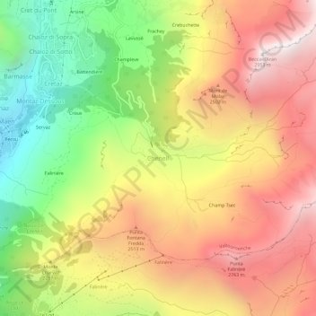 Carte topographique Cheneil, altitude, relief