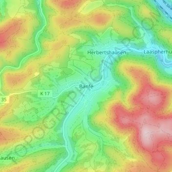 Carte topographique Banfe, altitude, relief