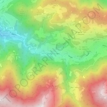 Carte topographique Pradello, altitude, relief